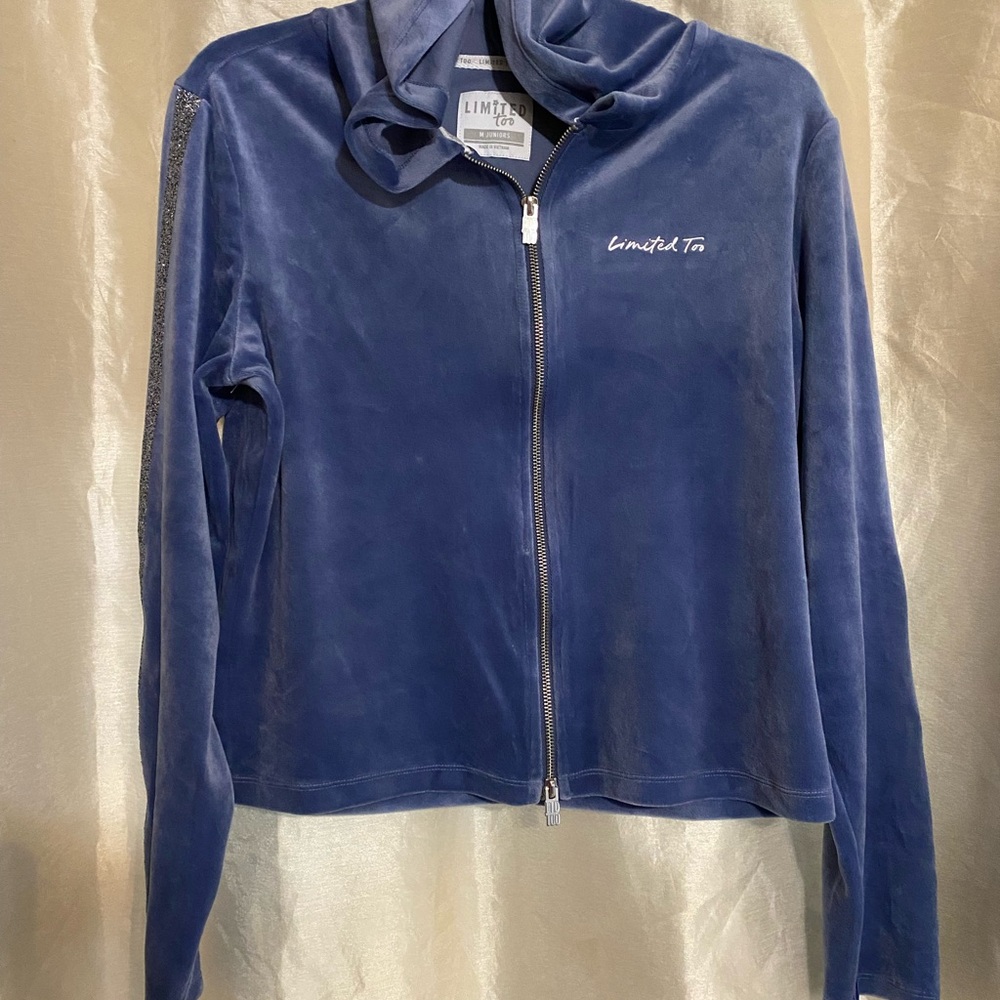 Limited Too Women's Velvet Blue Zip-Up Jacket